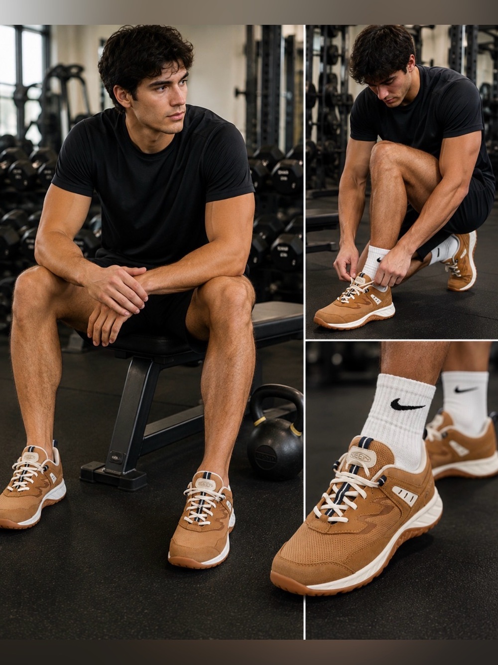 KEEN Men's Tan and White Athletic Sneakers